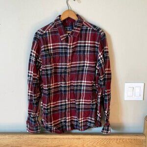 AMERICAN EAGLE Outfitters Red & Blue Flannel Plaid Casual Button-Down Size large